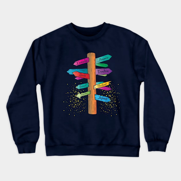 Hand drawn color tourist index Crewneck Sweatshirt by annaazart